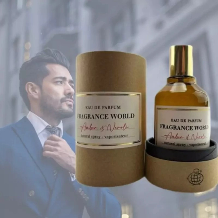 ادکلن فراگرنس ورد مدل امبر اند نرولی 80 میل رایحه زلینسکی اند روزن fragrance world amber . neroli