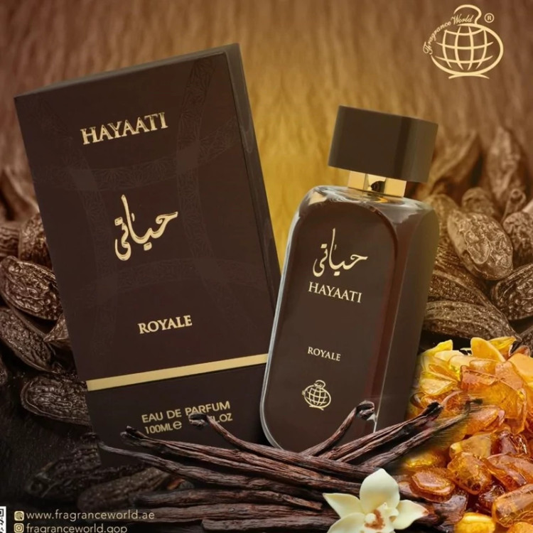 ادکلن حیاتی قهوه ای رویال ،گرم وشیرین کمی تند، چوبی شکلاتی،100میل، فرگرانس