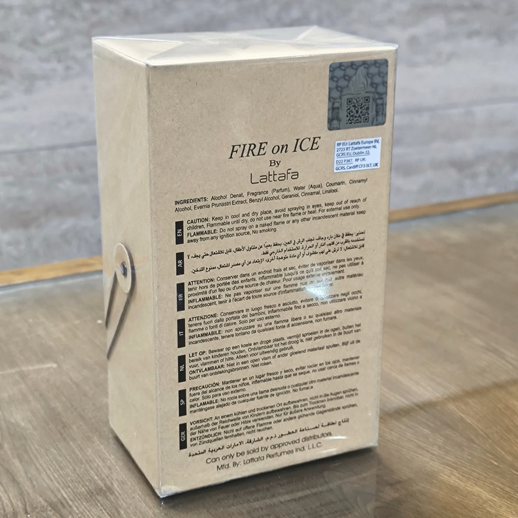 ادکلن فایر آن آیس لطافه fire on ice lattafa حجم 110 میل