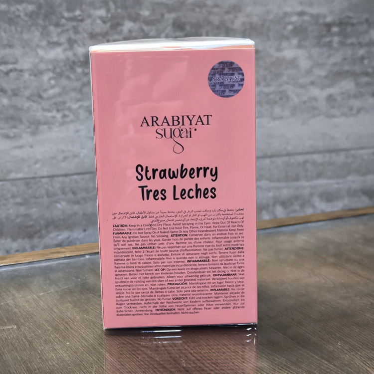 ادکلن عربیات شوگر مدل استرابری ترس لچز strawberry tres leches